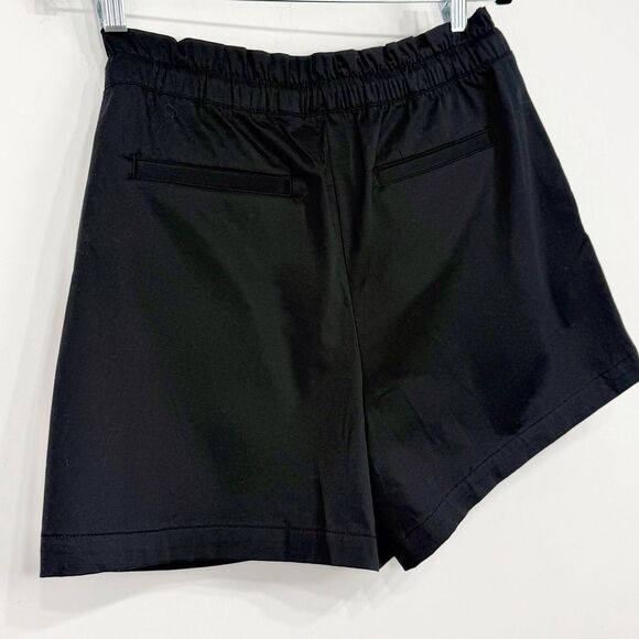 GAP Black Elastic Ruffle Waist Wide Leg High Waisted Cotton Shorts NEW - Picture 6 of 16